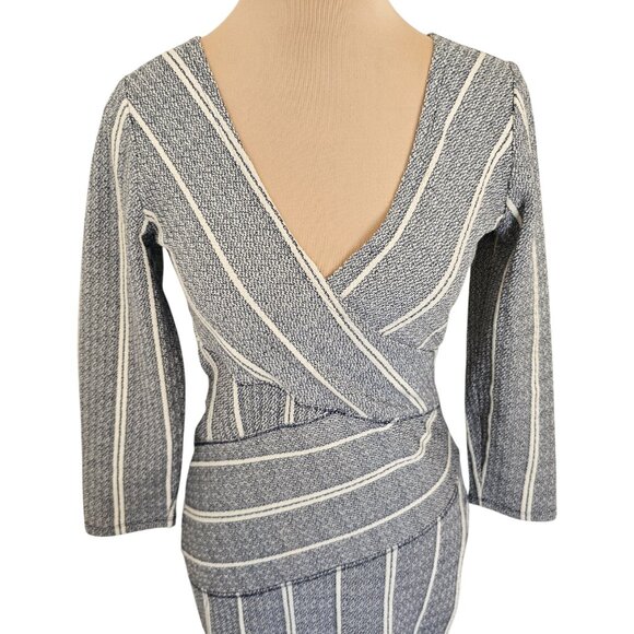 Maeve Anthropologie Blue White Stripe Long Sleeve Dress Sz XS - Picture 3 of 10